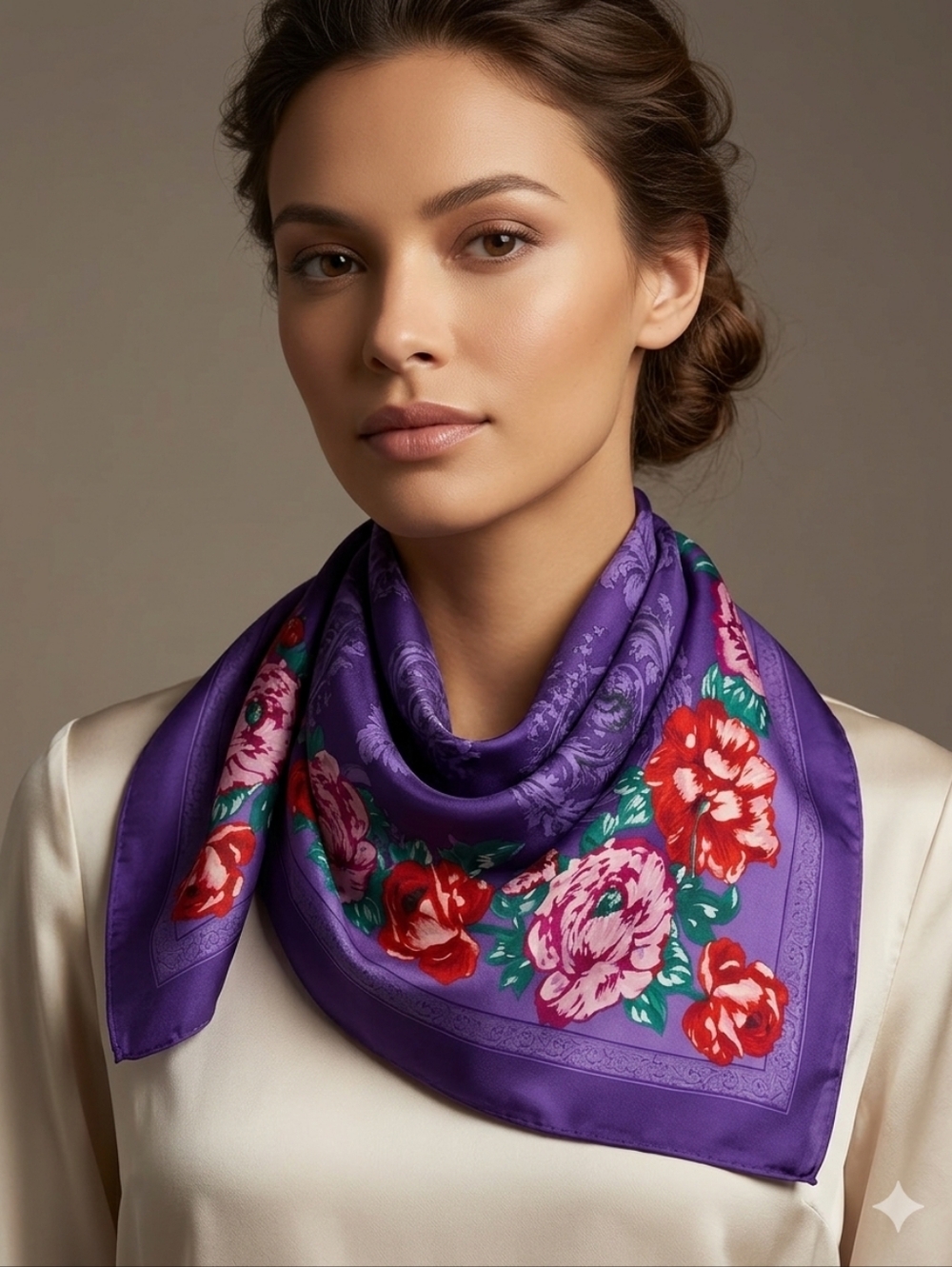 ADRIENNE‎ VITTADINI Rose Gardenia Silk Scarf